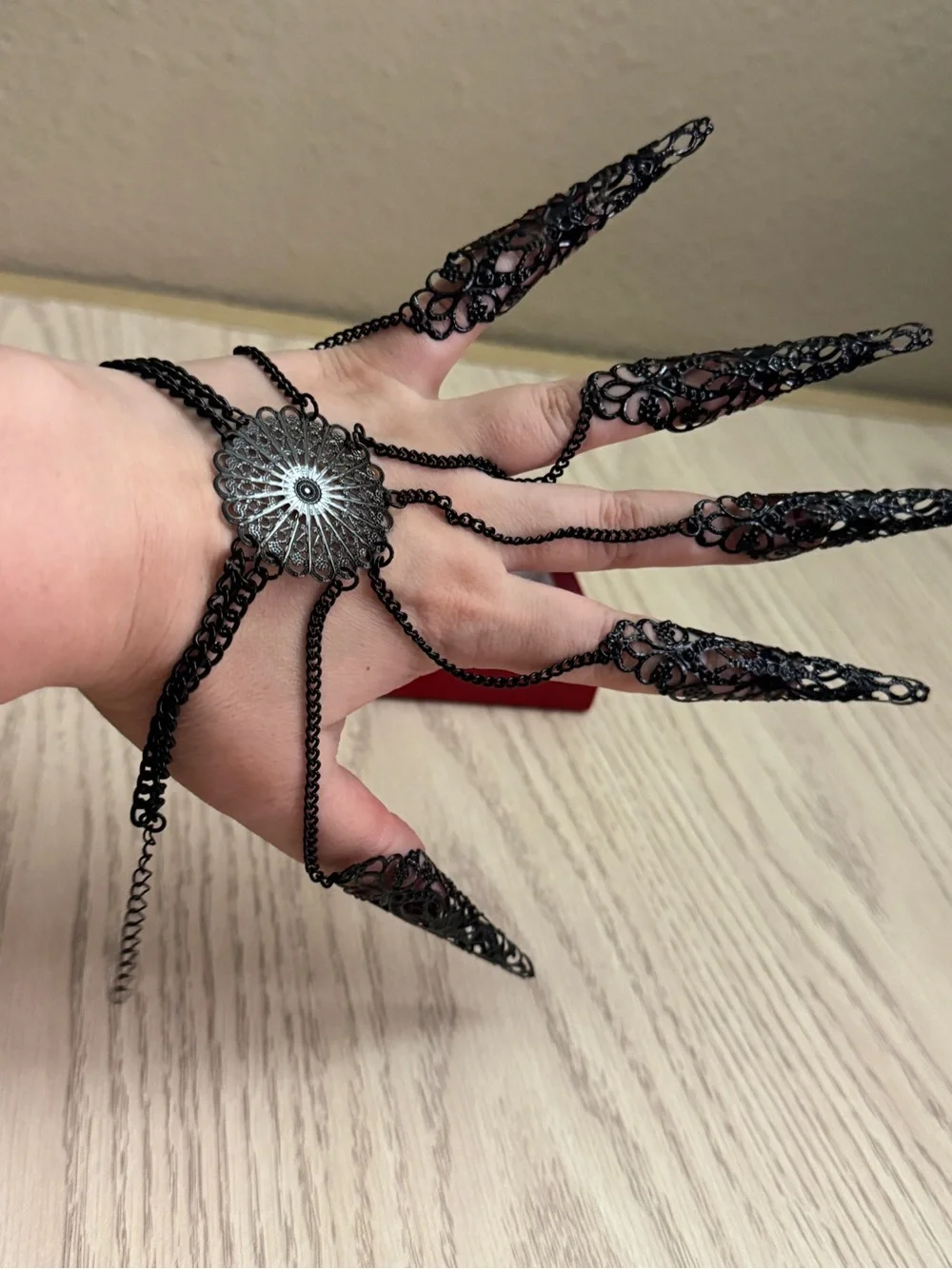 Black Gothic Halloween Fingerless Glove (Acrylic)